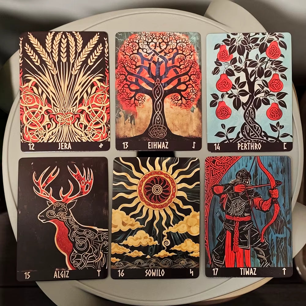 Norwegian Woodcut Runes Deck 24 Cards 